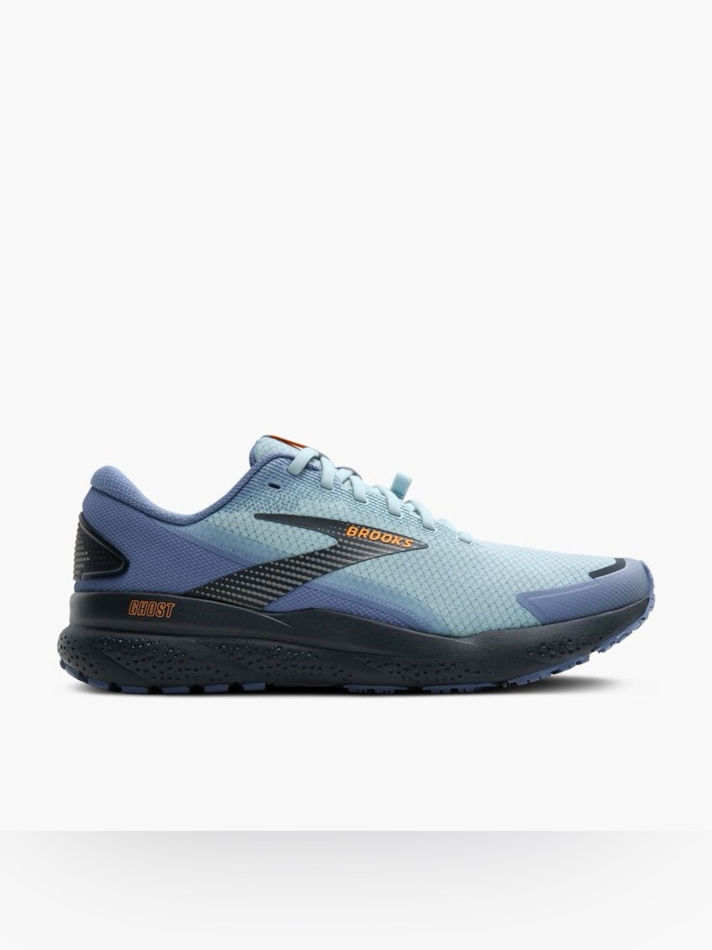 Brooks Ghost 16 Men's Running Shoes - Light Blue and Navy with Orange Accents
